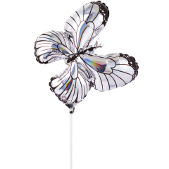 A Шар (12"/30 см) Мини-фигура, Бабочка, Серебро, 1 шт.